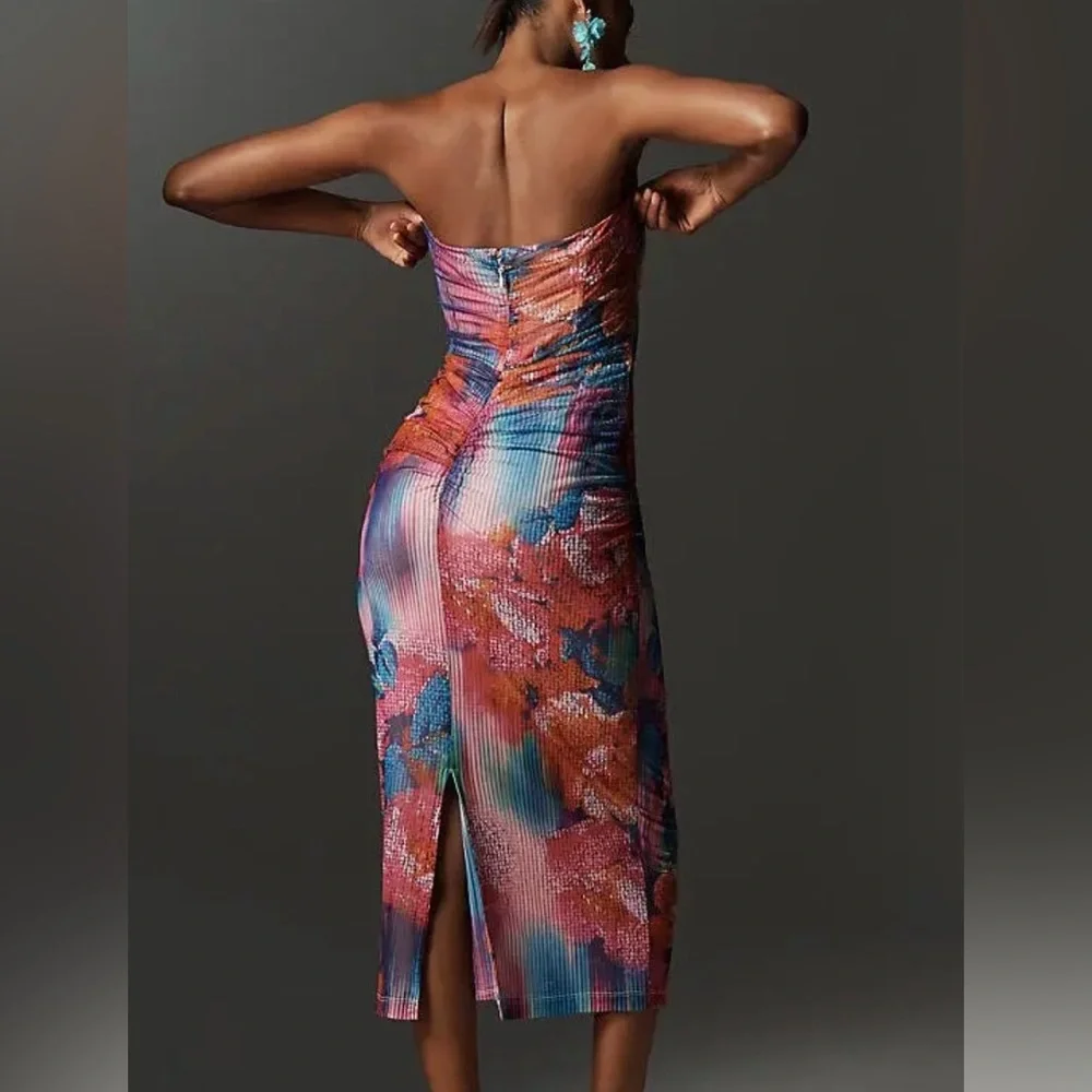 XS NWT Anthropologie Ruched Strapless Dress - Picture 3 of 6